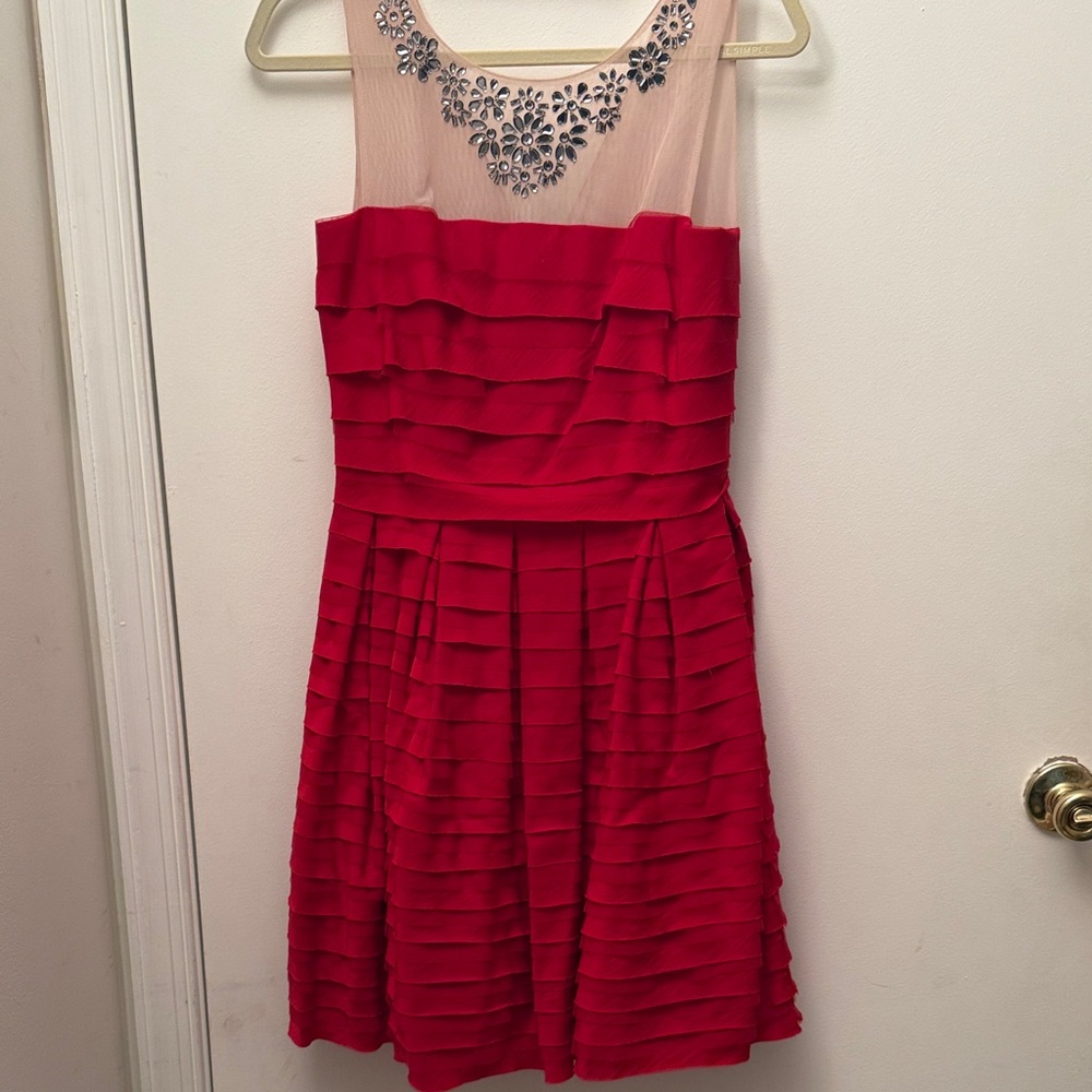BCBGMaxAzria Red and Cream Mini Dress